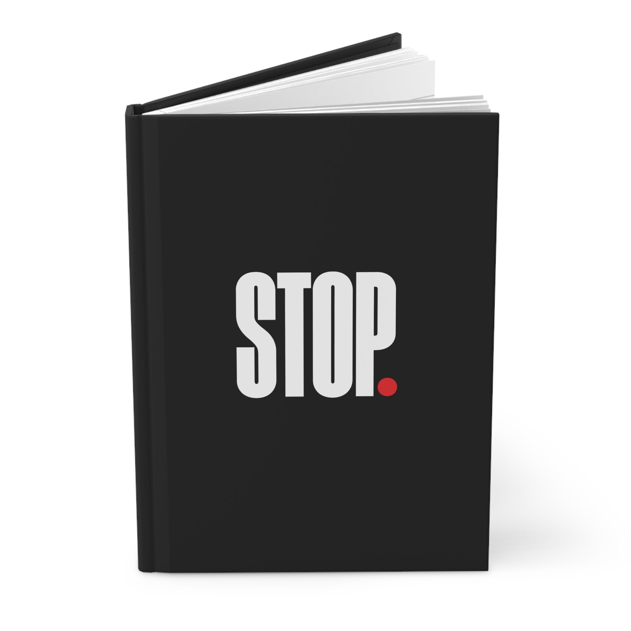 STOP. Hardcover Journal — Minimalist Black Matte Notebook for Focus, Bound Journal for Notes & Mindfulness